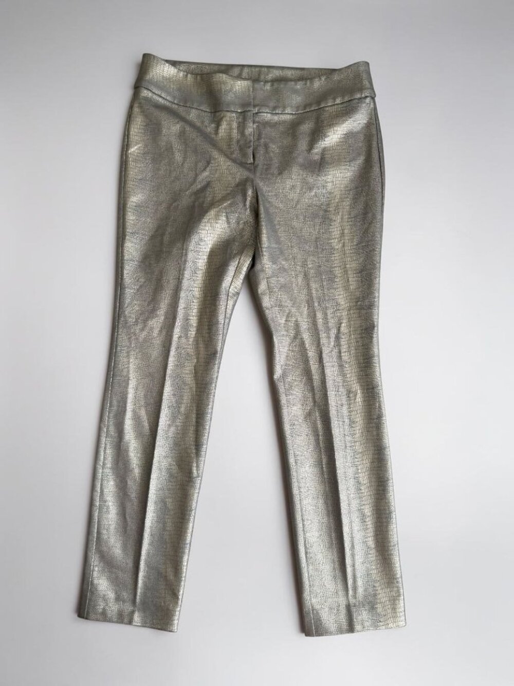 ALFANI Slim Leg Metallic Tummy Control Pants Size 10P NEW NWT